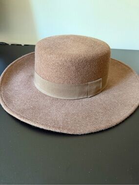 hinge Tan Wide-Brim Wool Felt Hat with Band